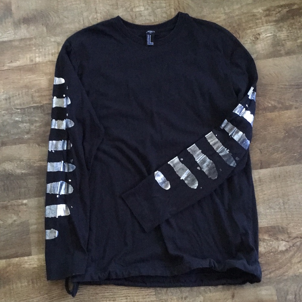 Forever 21 Metallic Stripes Long Sleeve Shirt